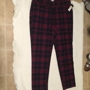 Navy Blue and Pink Plaid Pants